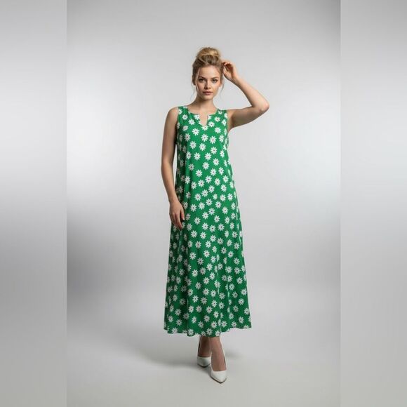 unbranded Dresses & Skirts - Women’s Green Floral Daisy sleeveless Maxi Dress size extra large